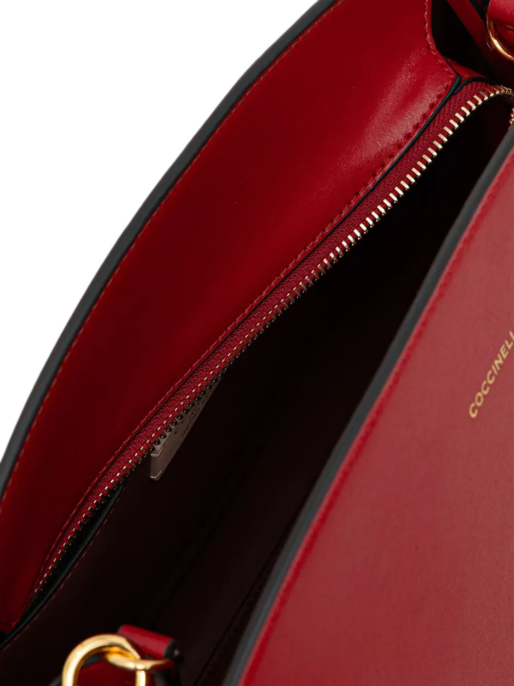 Coccinelle Kalfsleren schoudertas met logoprint Rood