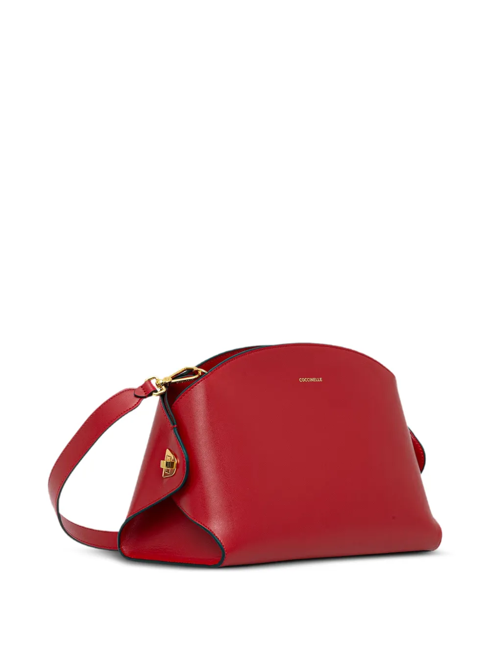 Coccinelle Kalfsleren schoudertas met logoprint Rood