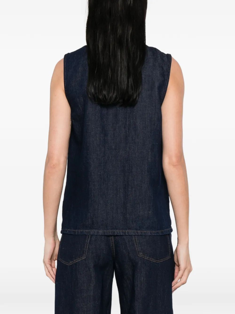 7 For All Mankind Mouwloze blouse met drukknoop Blauw