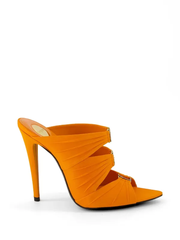 Saint Laurent Emilie Mules in Satin Crepe in Orange