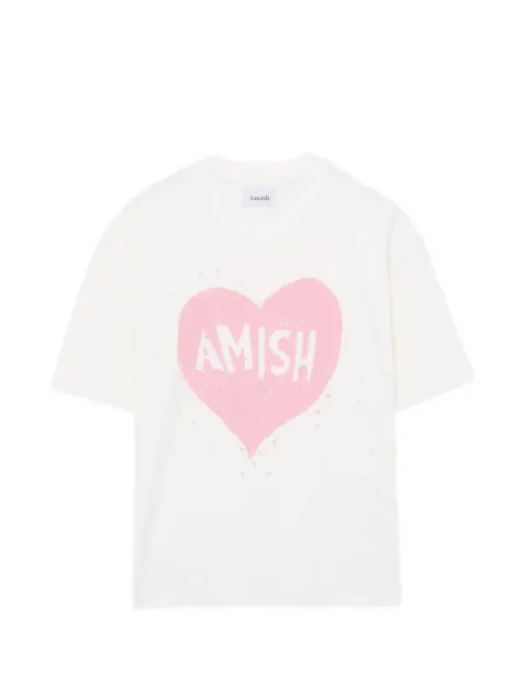 AMISH heart-print T-shirt
