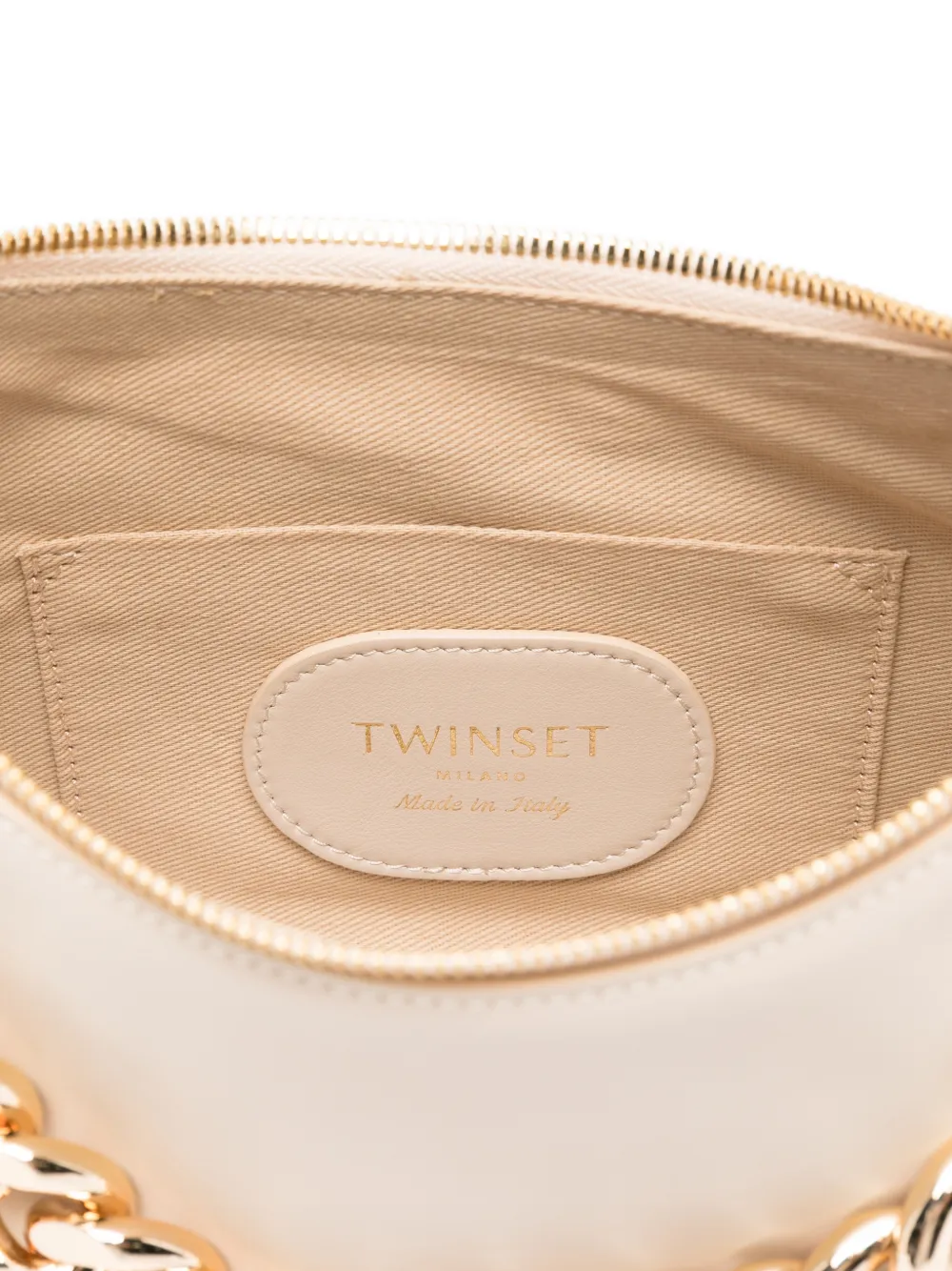 chain-detailed shoulder bag