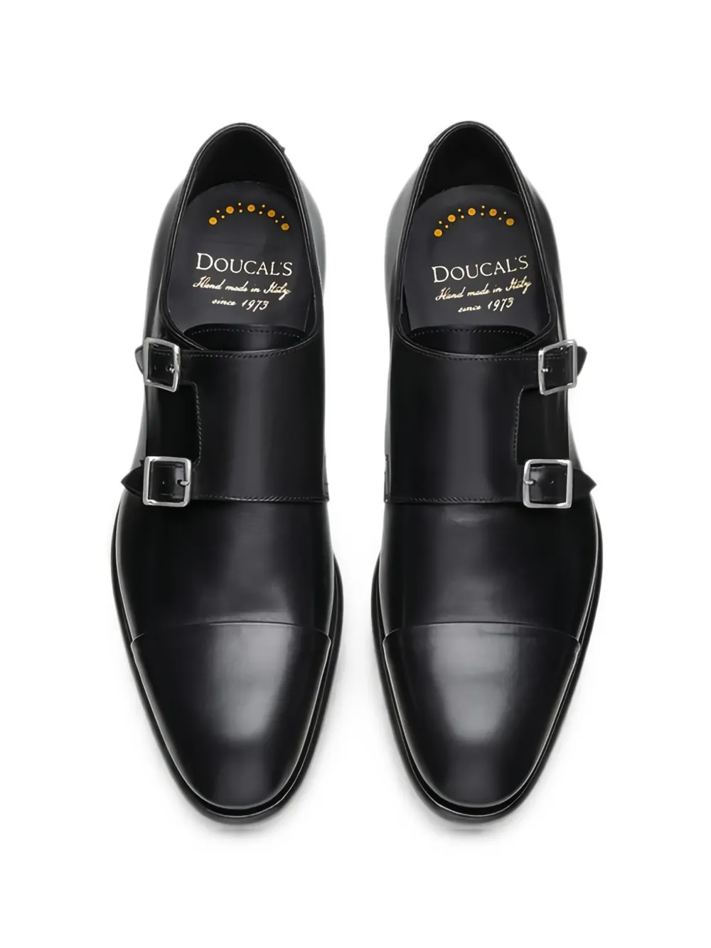 Doucal's double-buckle monk shoes Zwart
