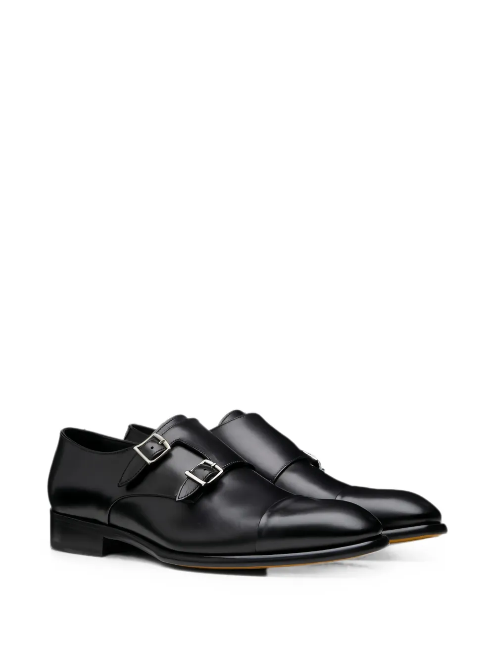 Doucal's double-buckle monk shoes Zwart