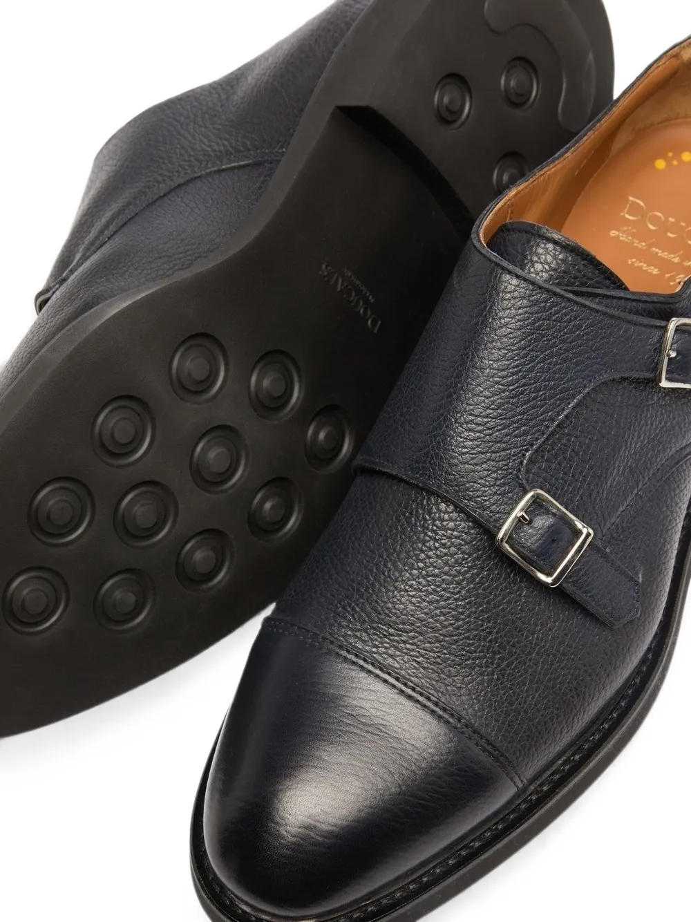 Doucal's double-buckle monk-strap loafers Blauw