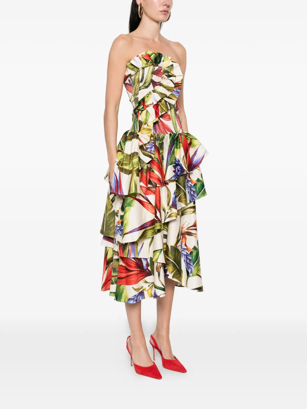  Farm Rio Off-shoulder Midi Dress - Neutrals 