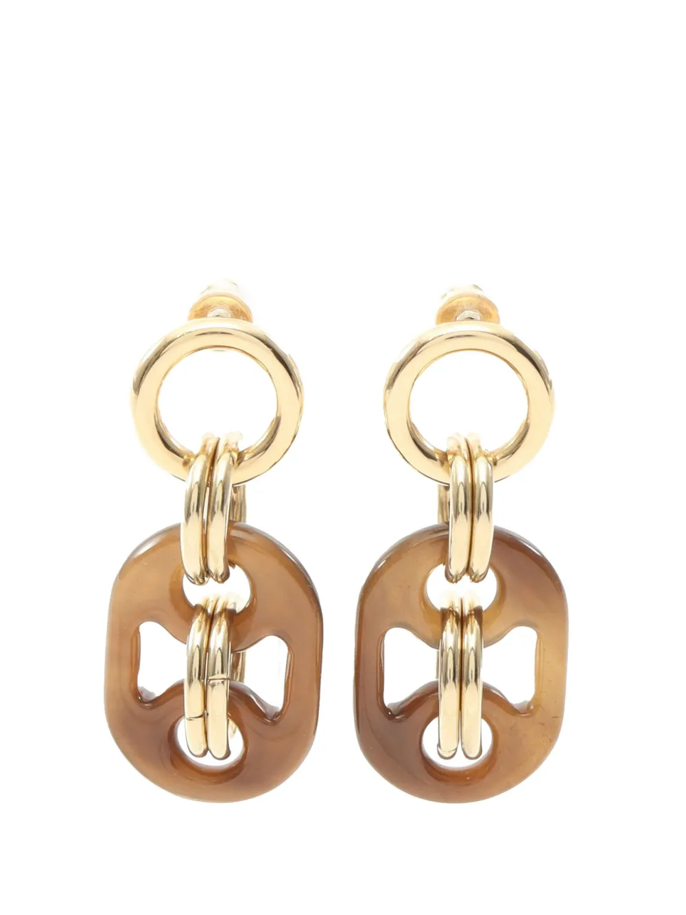 Hermès Pre-Owned 2010-2025 Small Gold Plated Horn Eurydice Earrings costume earrings - Marrone