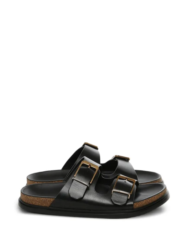 The Row Buckle Strap Sandals in Black