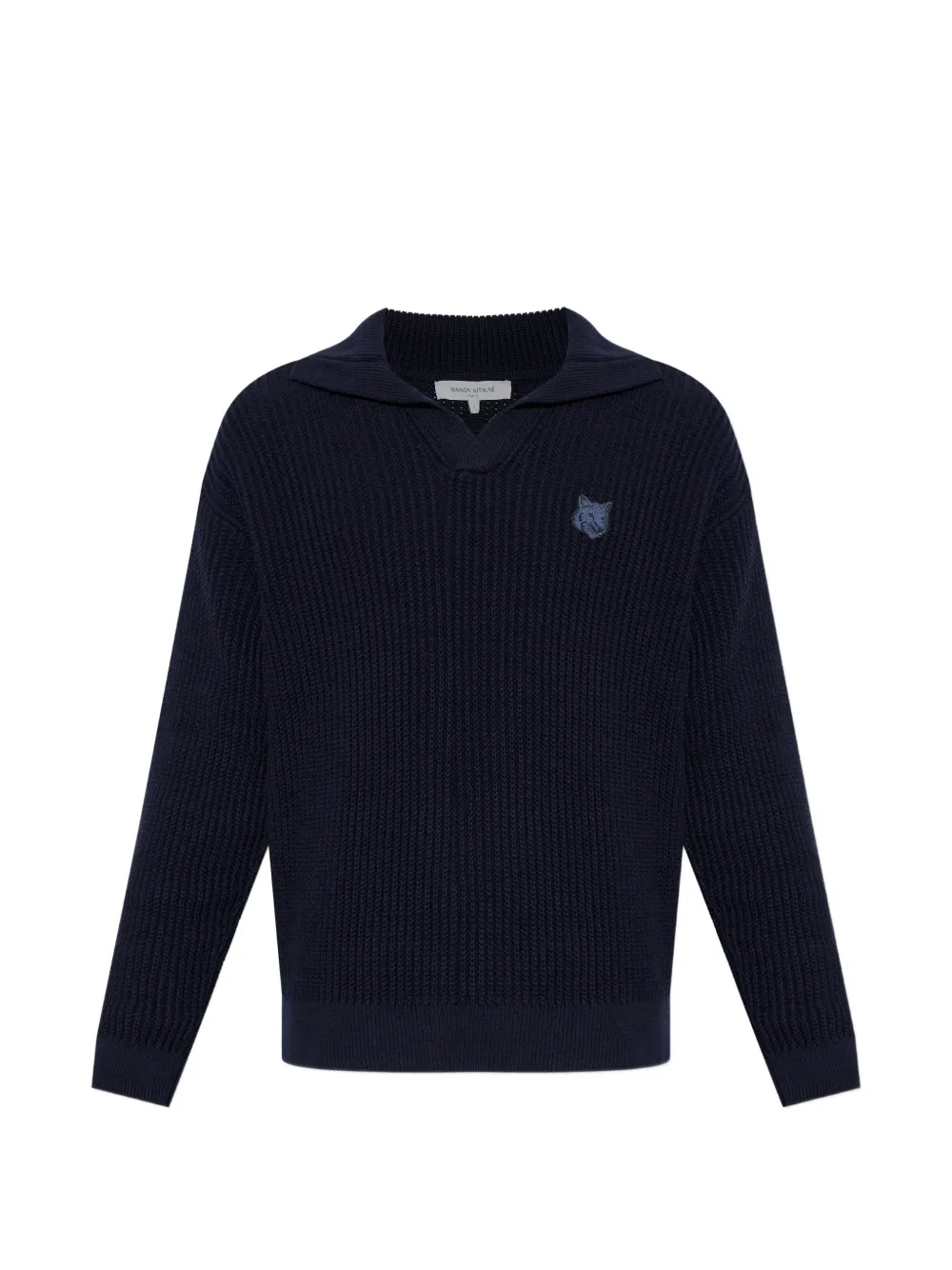 Maison Kitsuné logo-embroidered V-neck sweater - Blu