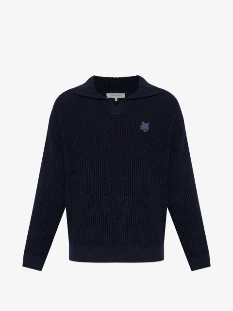 Maison Kitsuné logo-embroidered V-neck sweater