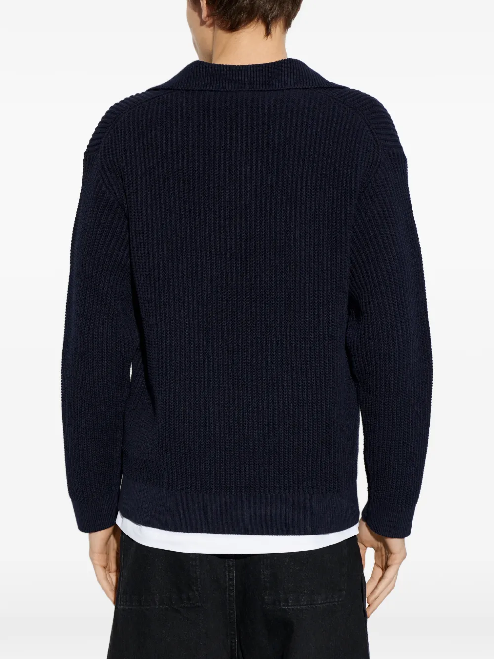 Maison Kitsuné Trui met geborduurd logo en V-hals Blauw