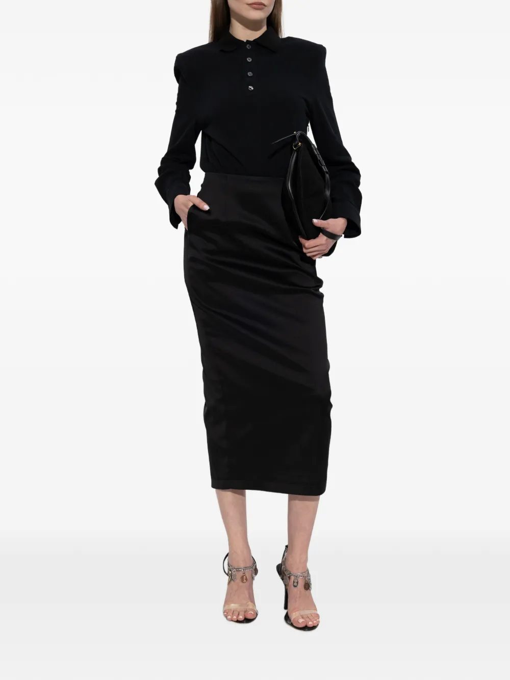  Willy Chavarria Pocket Midi Skirt - Black 