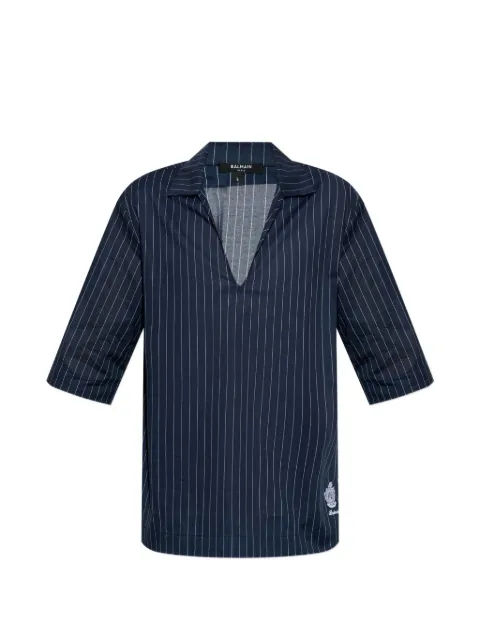 Balmain pinstripe v-neck T-shirt