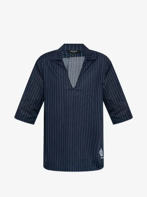 Balmain pinstripe v-neck T-shirt