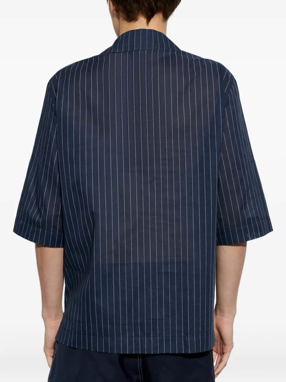 Balmain T-shirt met krijtstreep en V-hals Blauw