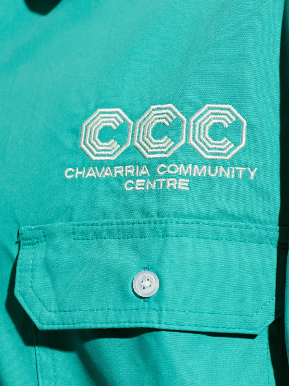 Willy Chavarria Front-pocket Logo Shirt in Green, view 5