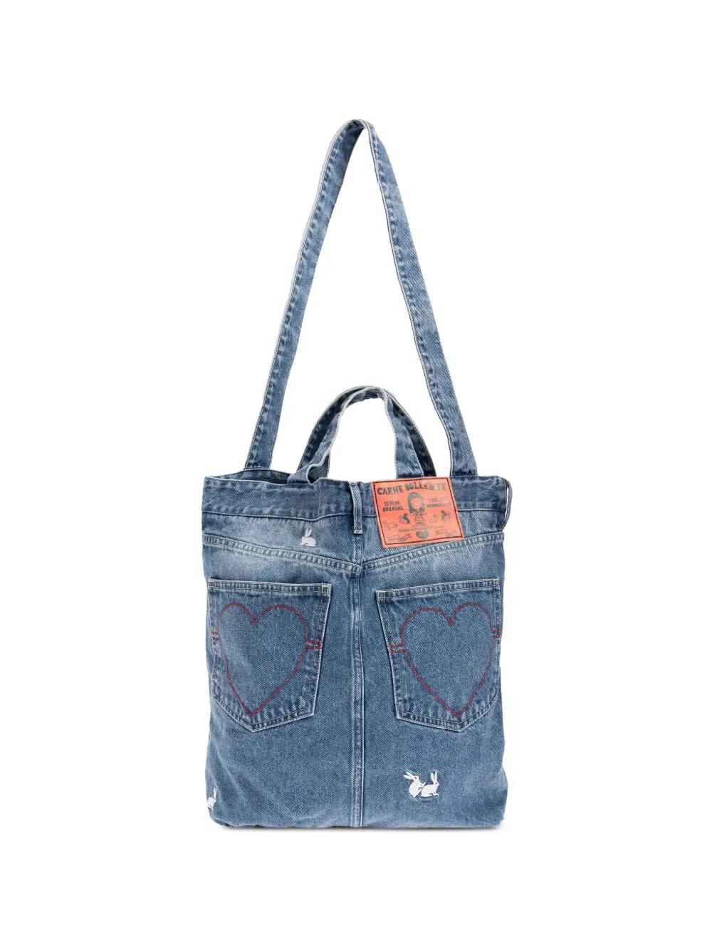 CARNE BOLLENTE heart patch tote bag - Blu