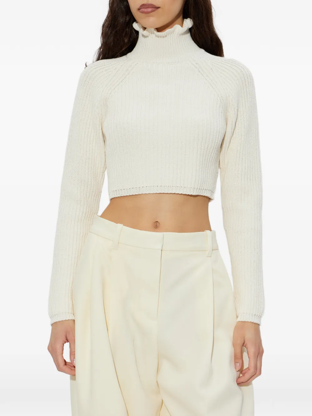 Max Mara Trui met ruche hals Beige