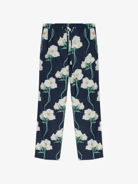 Kenzo bukser med blomstertryk og løbesnor