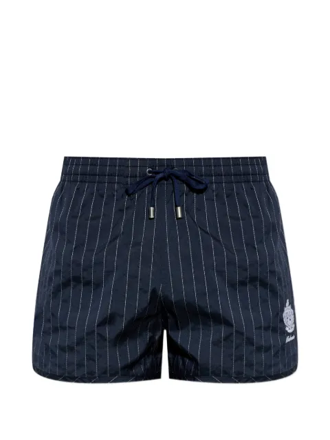 Balmain pinstripe drawstring swim shorts