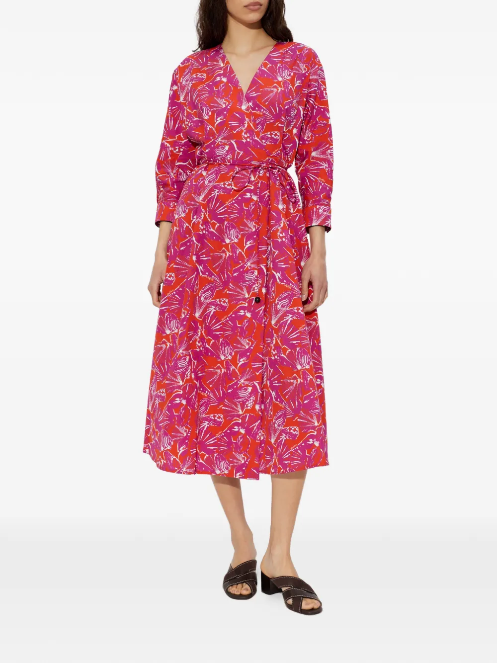 Max Mara Carmo midi-jurk met V-hals Oranje