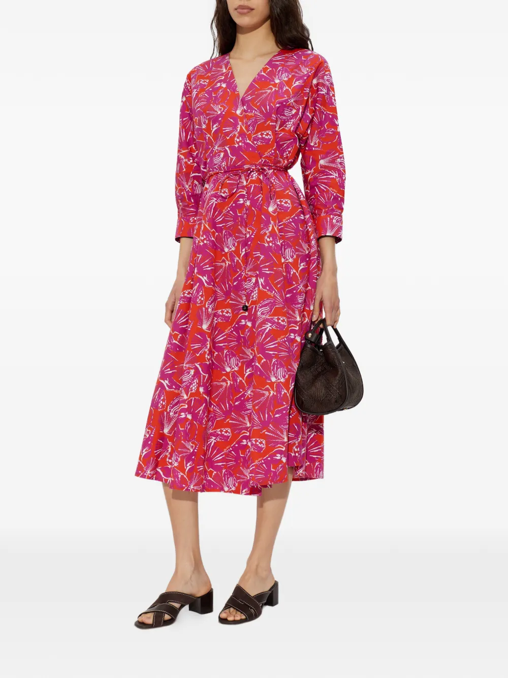 Max Mara Carmo midi-jurk met V-hals Oranje
