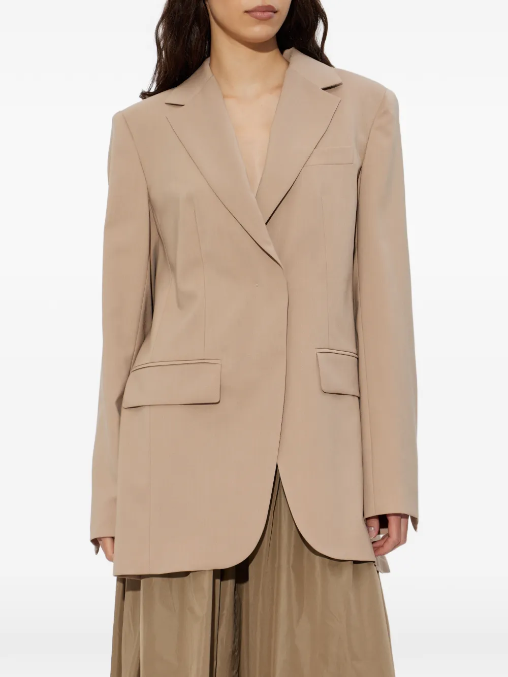  Sportmax Mela Pleated-detail Blazer - Neutrals 