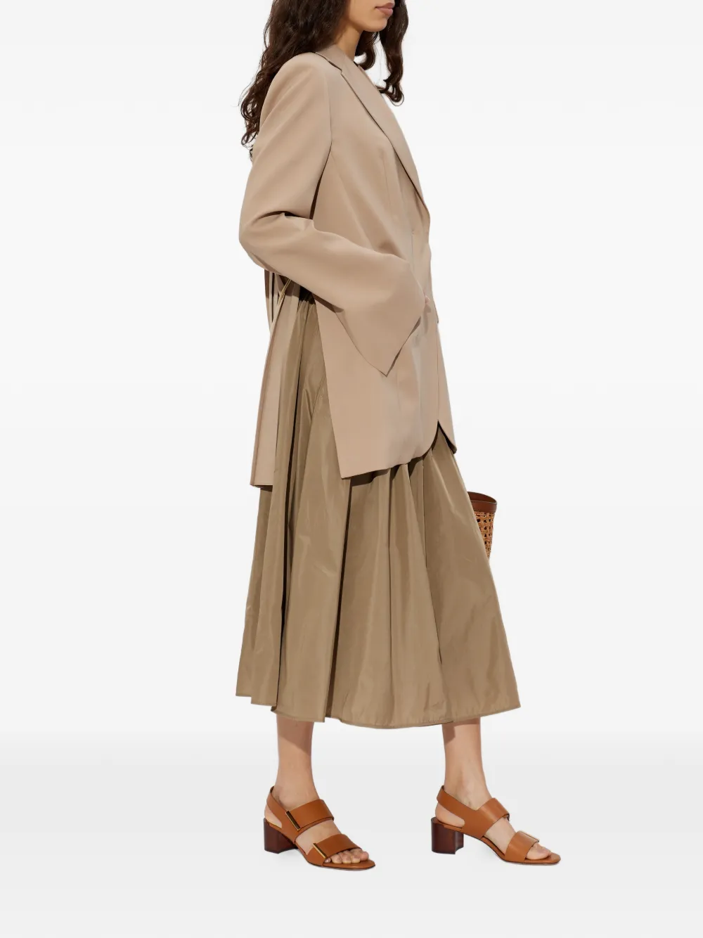  Sportmax Mela Pleated-detail Blazer - Neutrals 