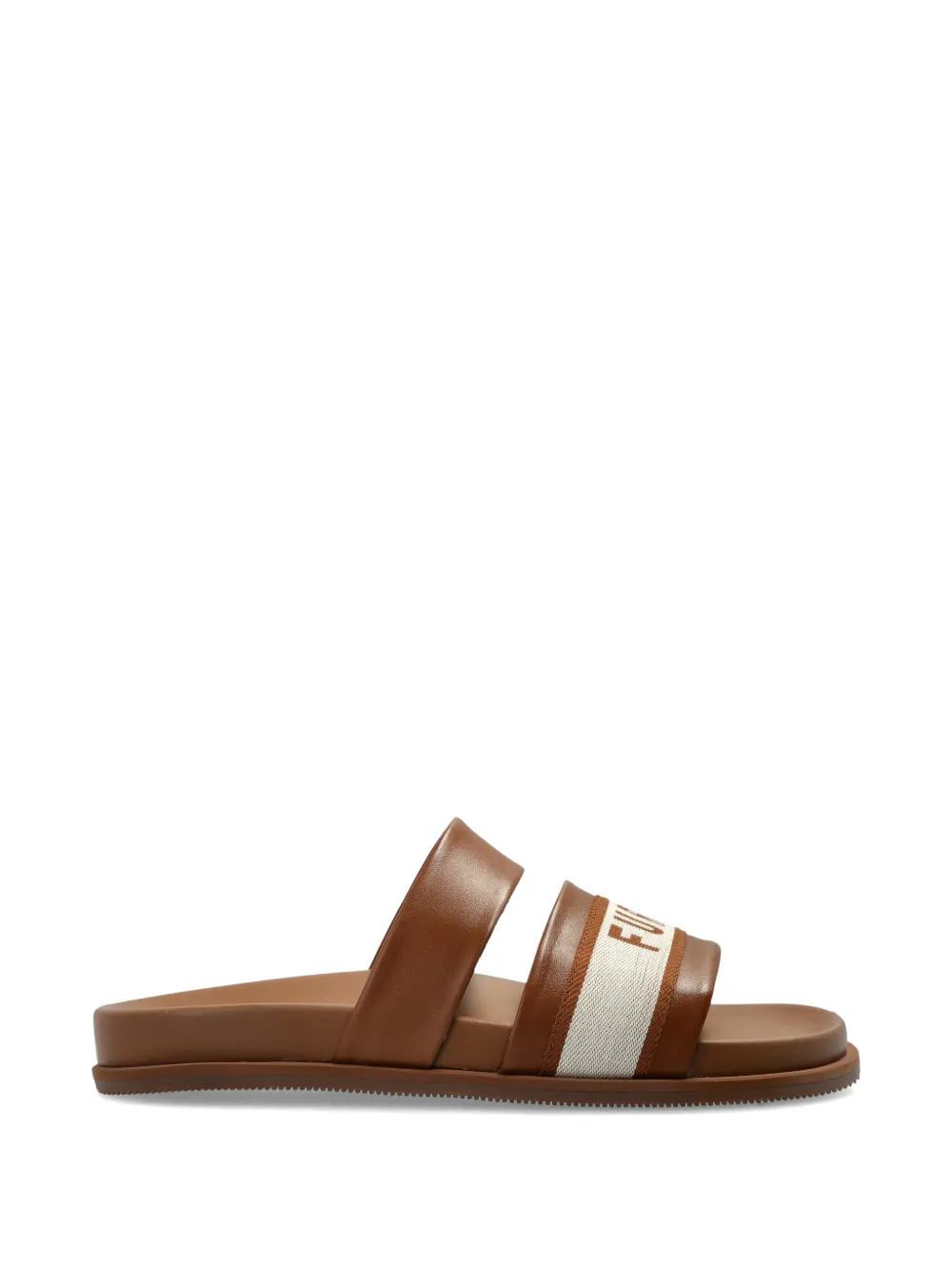 Furla logo stripe sandals - Braun