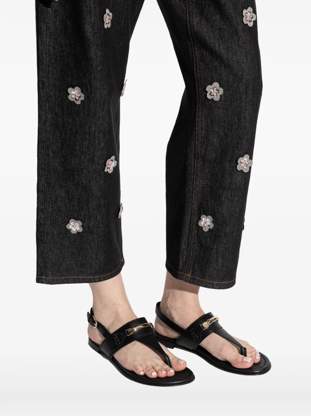 Furla Leren sandalen met bandjes Zwart