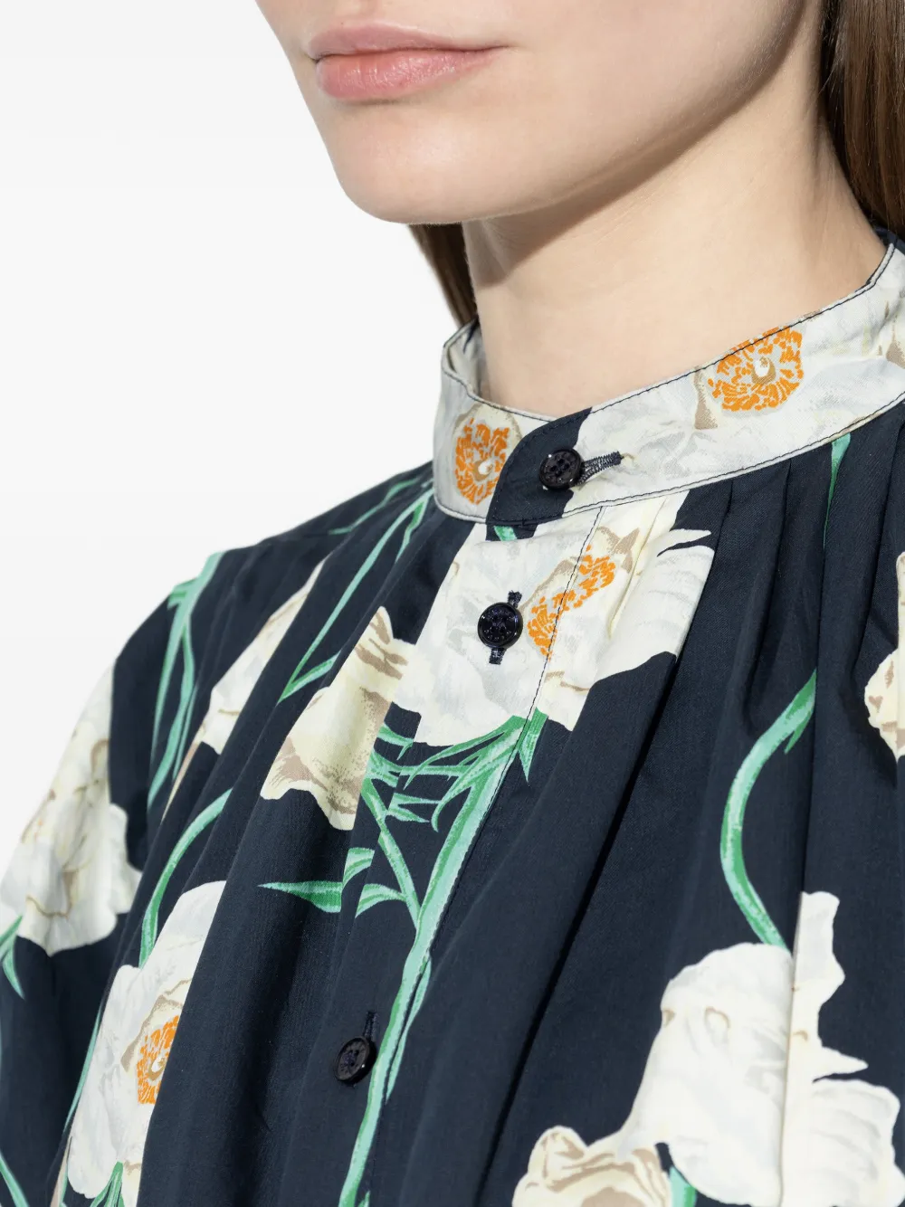 Kenzo Jurk met knoop en bloemenprint Blauw