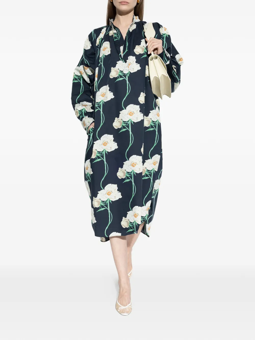 Kenzo Jurk met knoop en bloemenprint Blauw