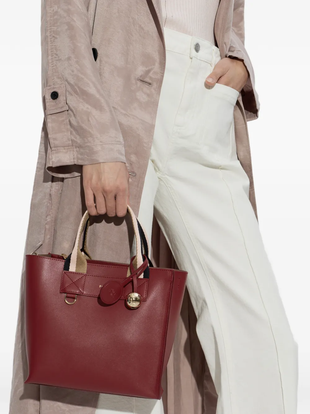 Furla S Divide leren shopper Rood