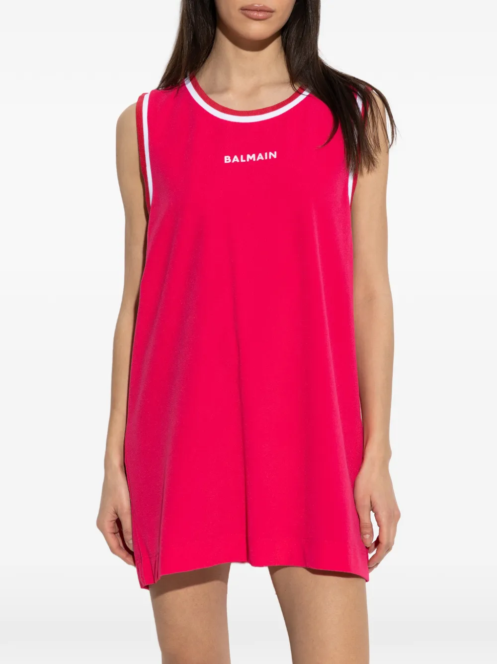  Balmain Striped-trim Mini Dress - Pink 