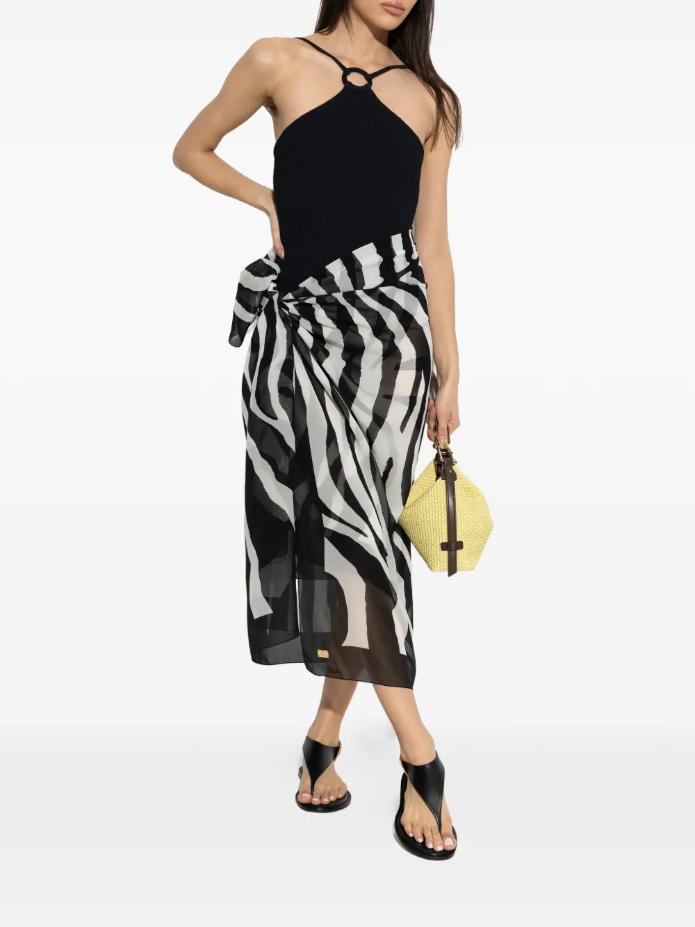 Balmain Zebra-print Sarong - Black 