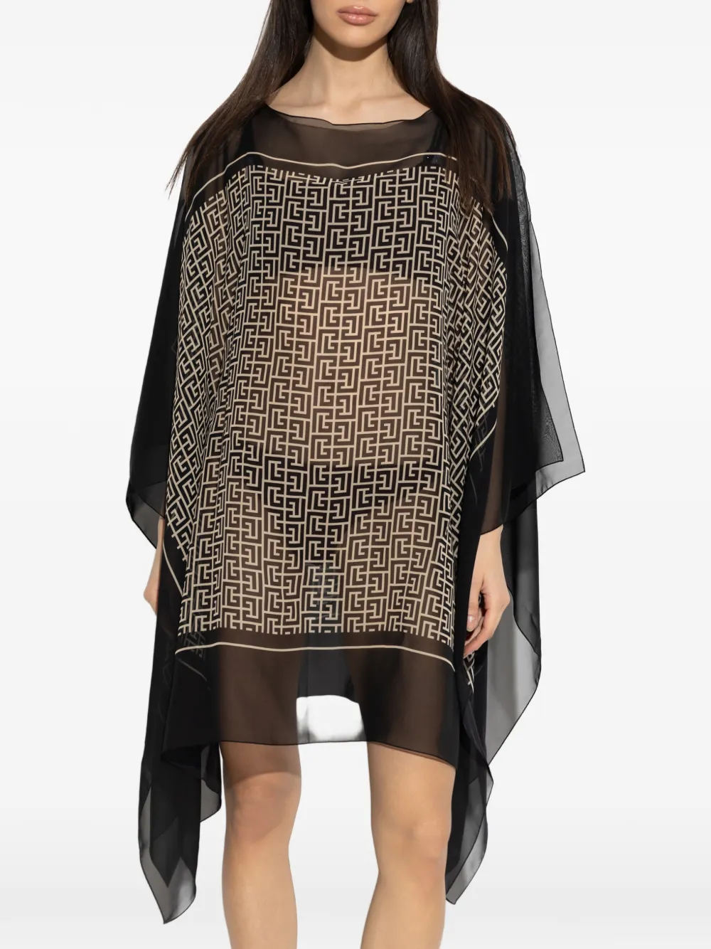  Balmain Geometric-print Beach Dress - Black 