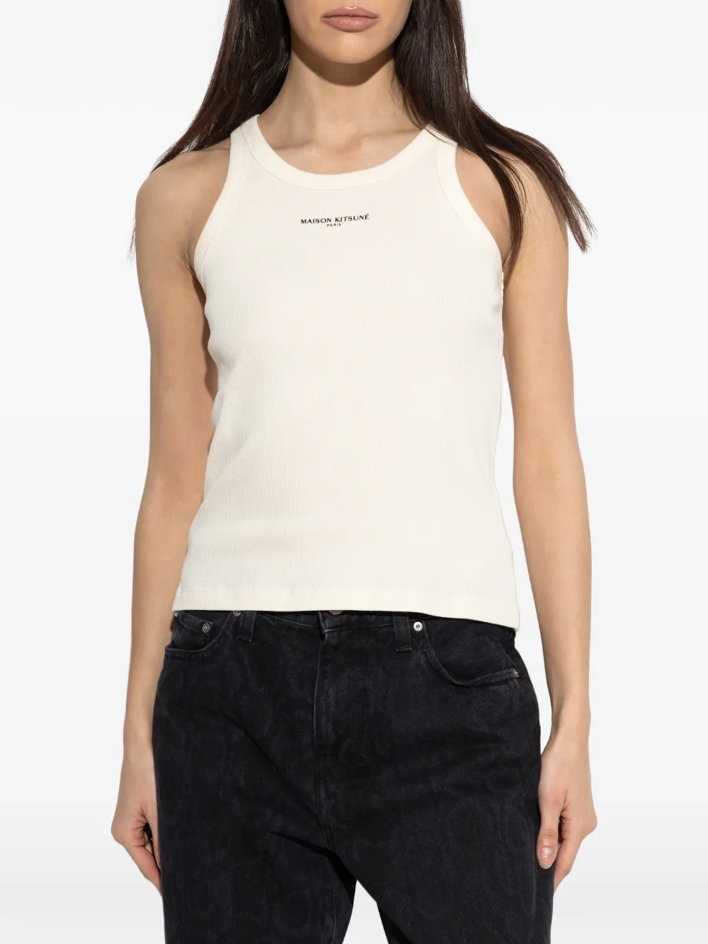 Maison Kitsuné Tanktop met logodetail Beige