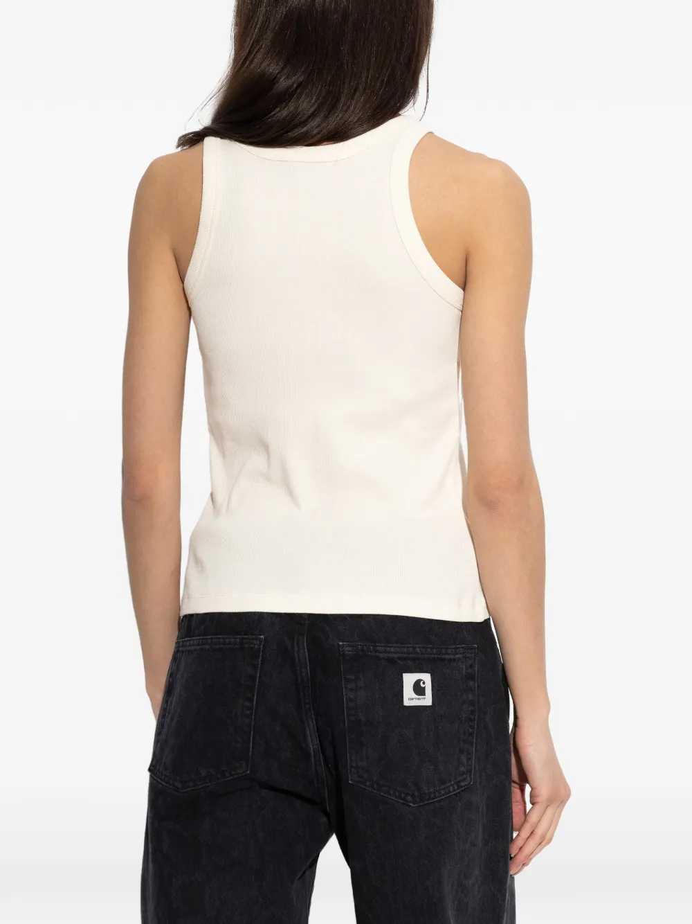Maison Kitsuné Tanktop met logodetail Beige