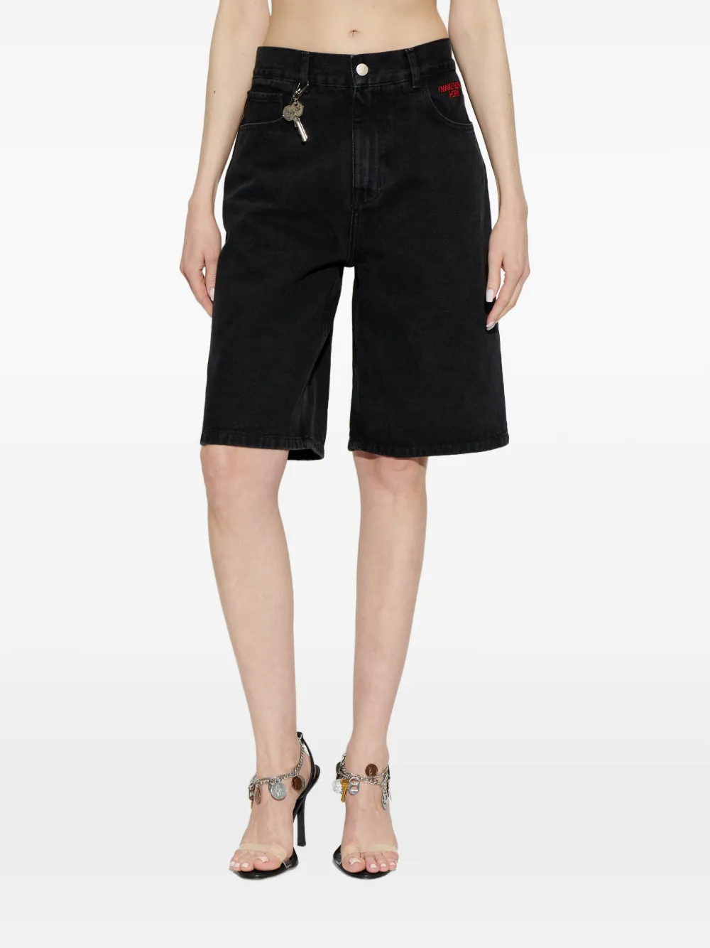 CARNE BOLLENTE Shorts met geborduurd hart Zwart