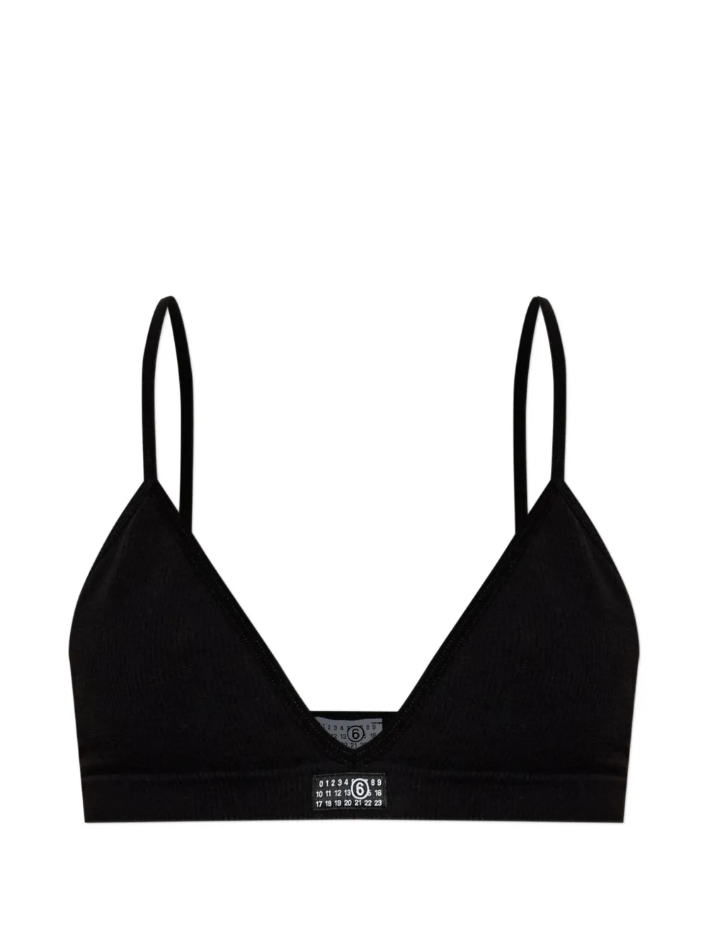 MM6 Maison Margiela label ribbed bra - Nero