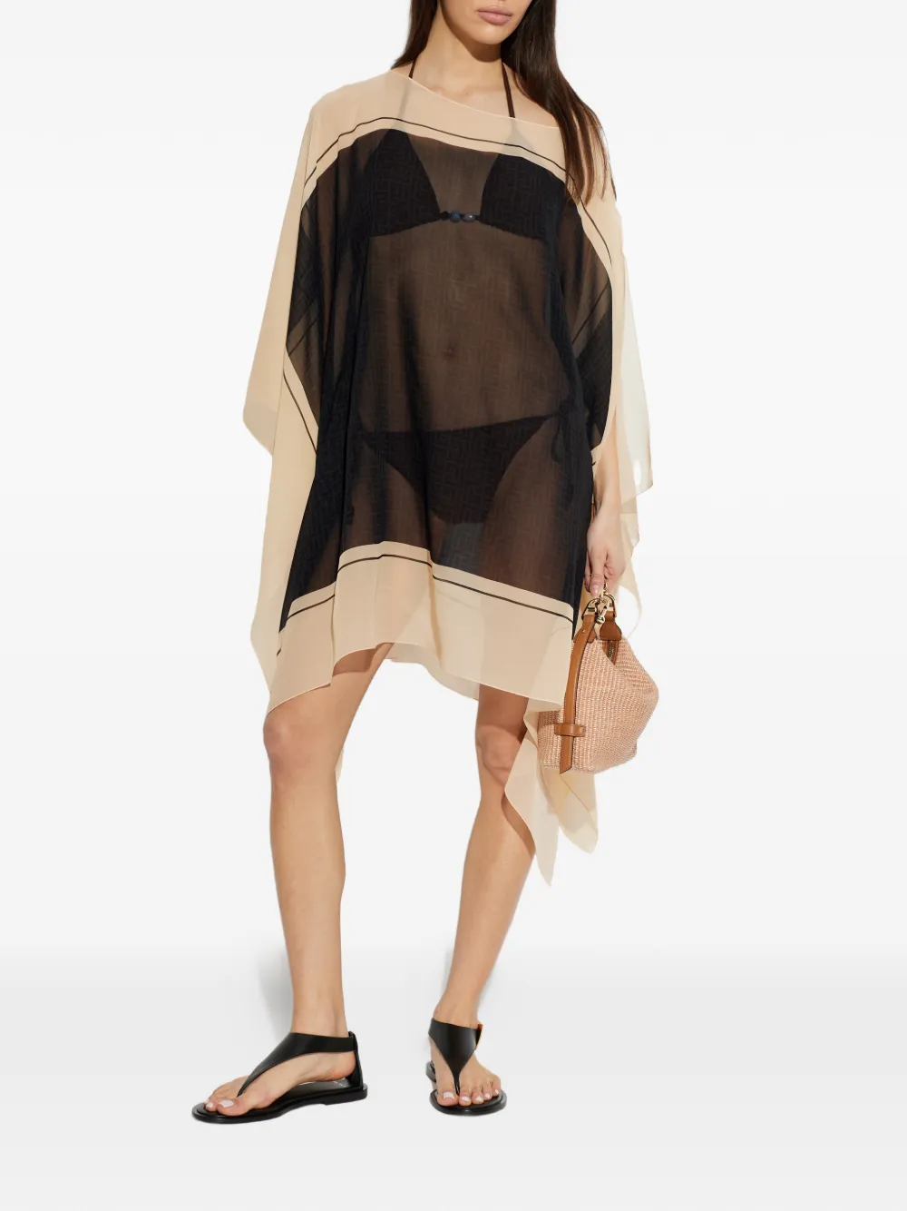  Balmain Colour-block Draped Beach Dress - Neutrals 