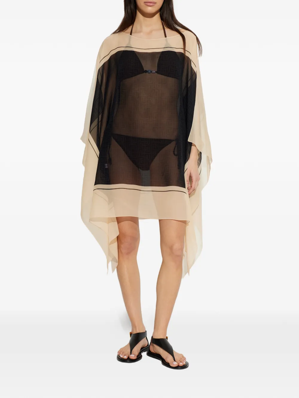  Balmain Colour-block Draped Beach Dress - Neutrals 
