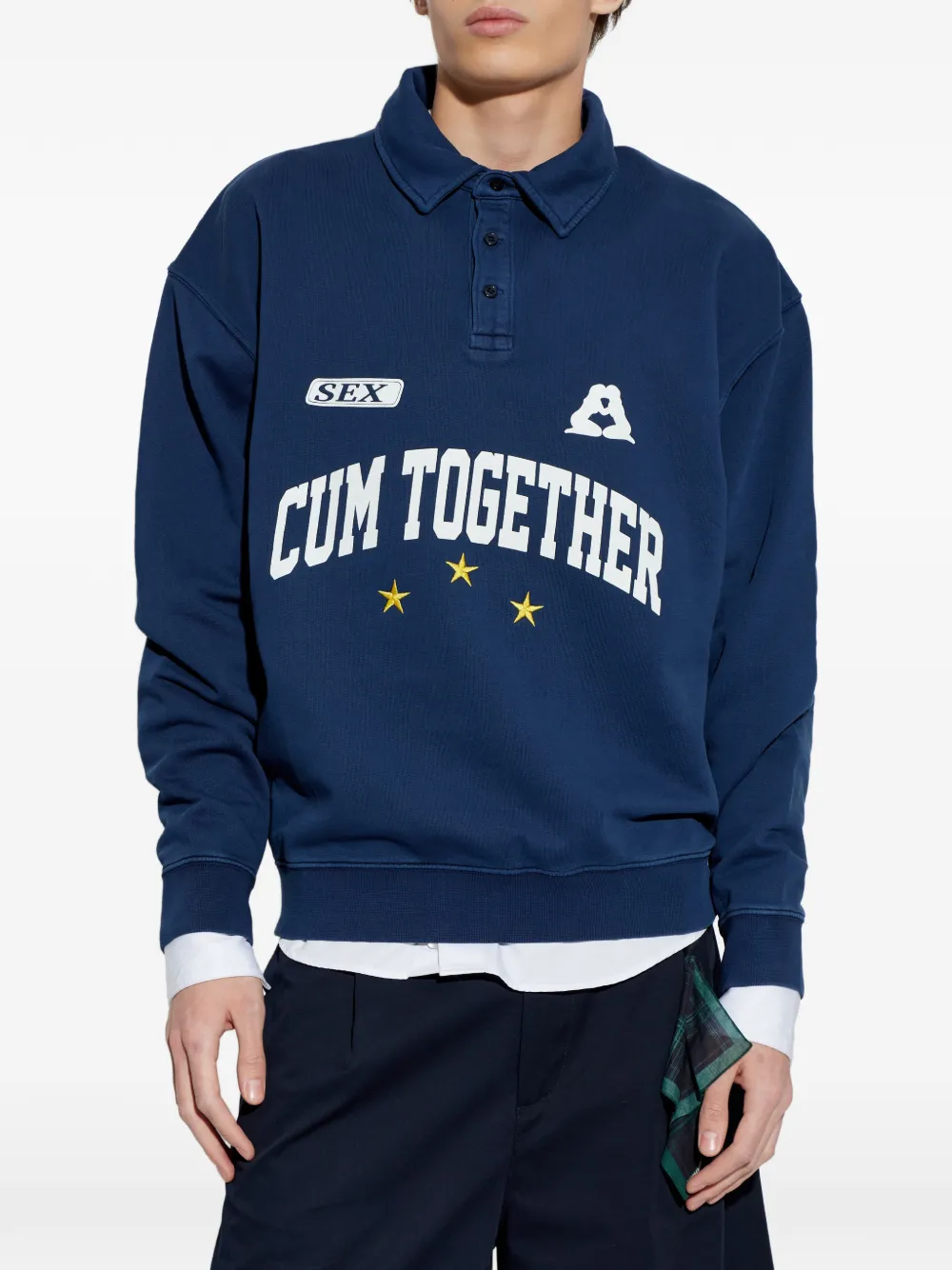 CARNE BOLLENTE Poloshirt met halve knoop Blauw