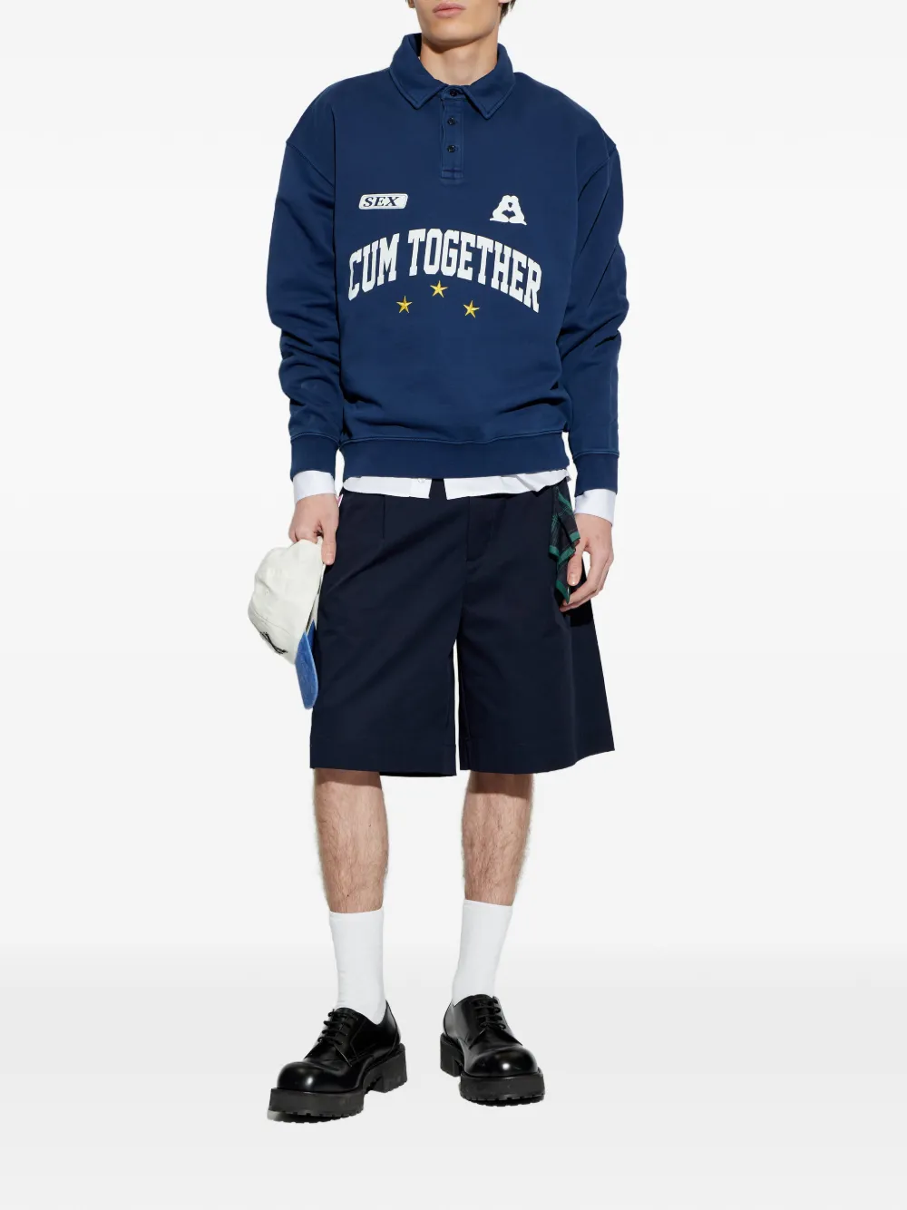 CARNE BOLLENTE Poloshirt met halve knoop Blauw