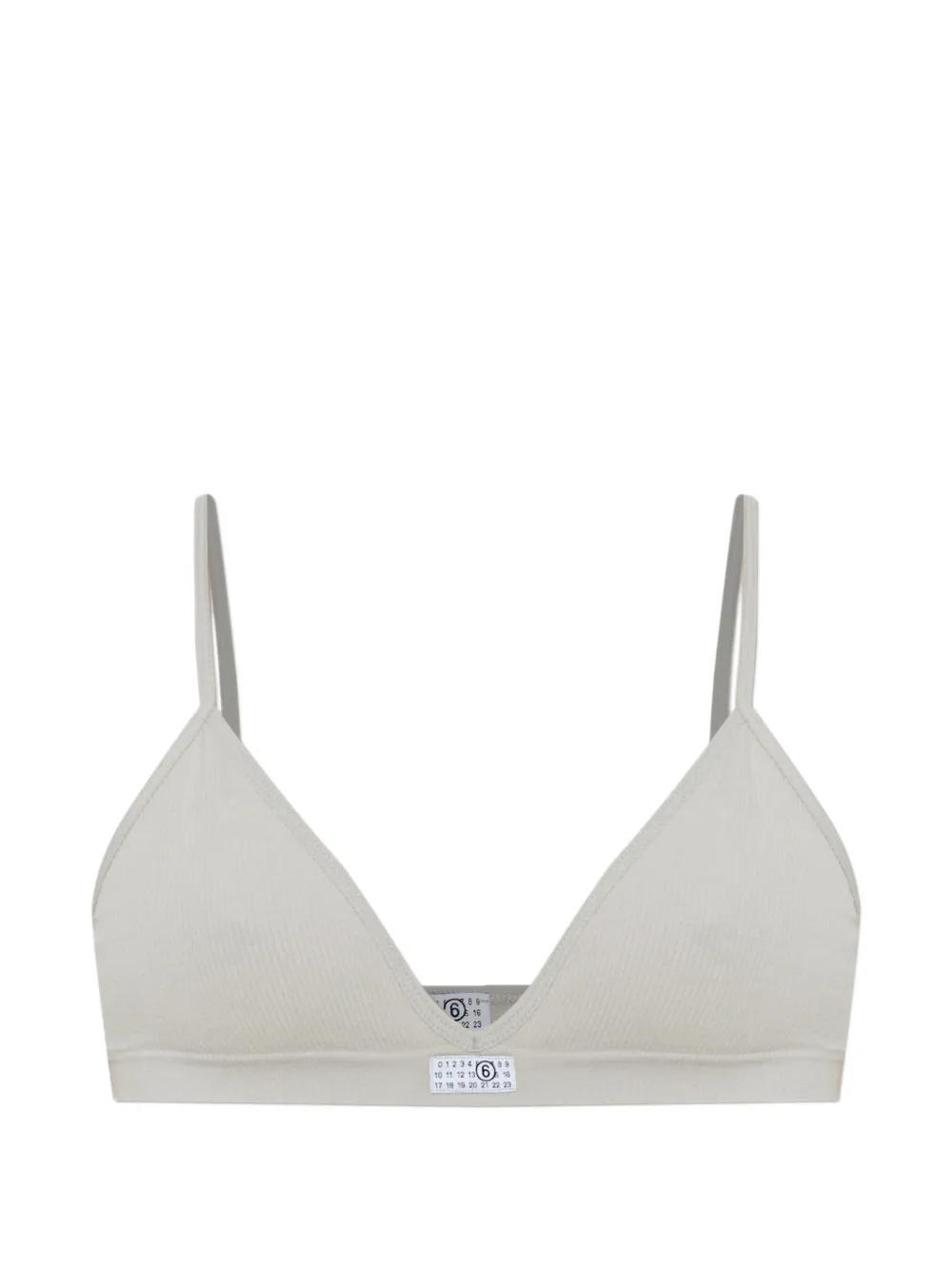MM6 Maison Margiela label ribbed bra - Toni neutri