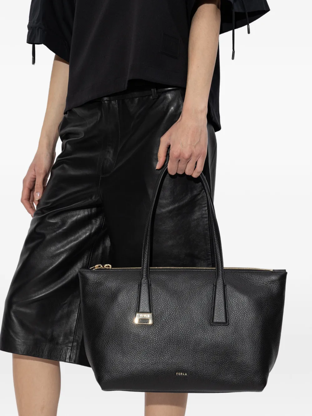 Furla Leren shopper Zwart