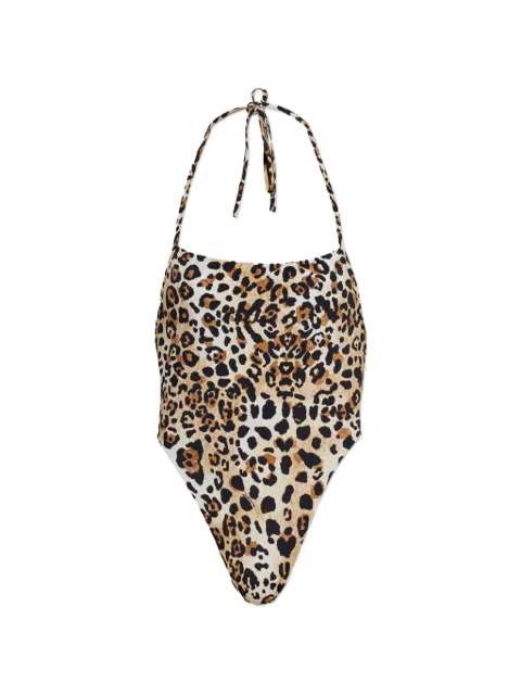 DSQUARED2 halterneck animal-print swimsuit