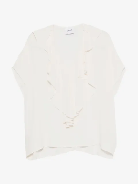 Nude ruffled blouse
