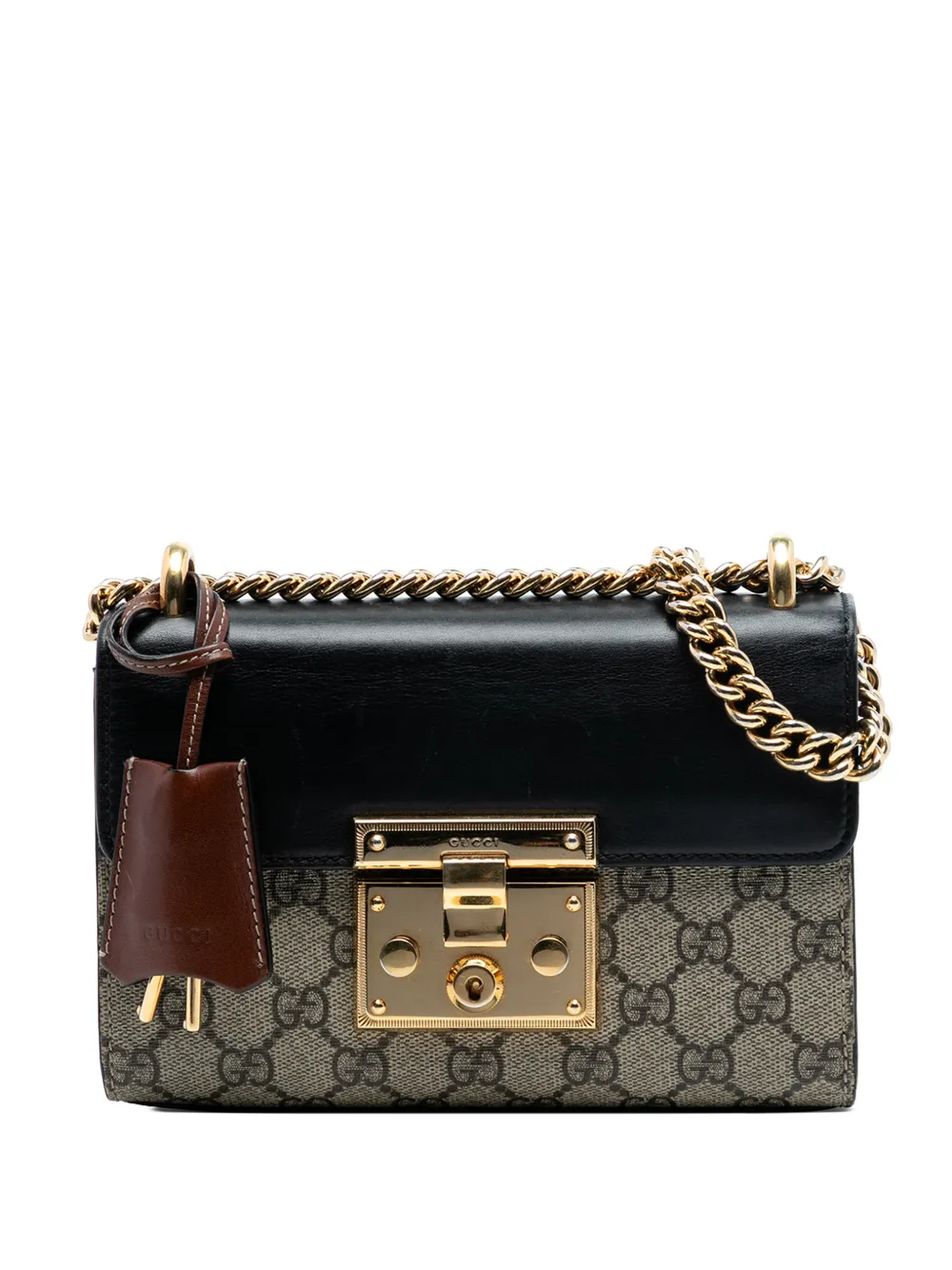 Gucci Pre-Owned 2016-2026 Small GG Supreme Padlock crossbody bag - Marrone
