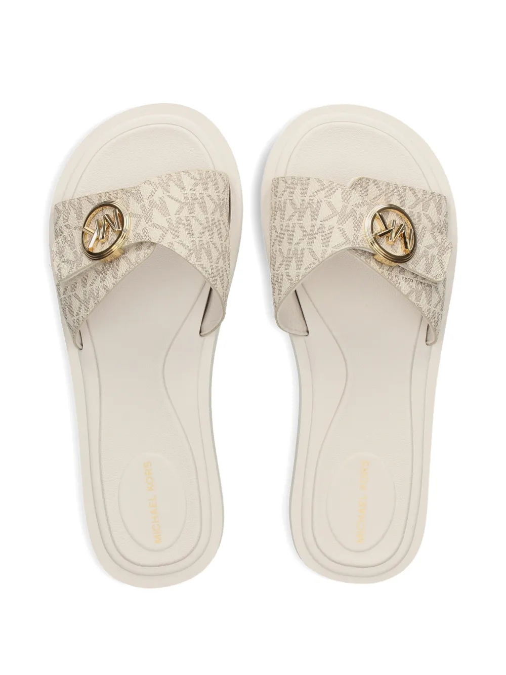 Michael Kors Slippers met logodetail en gesp Beige